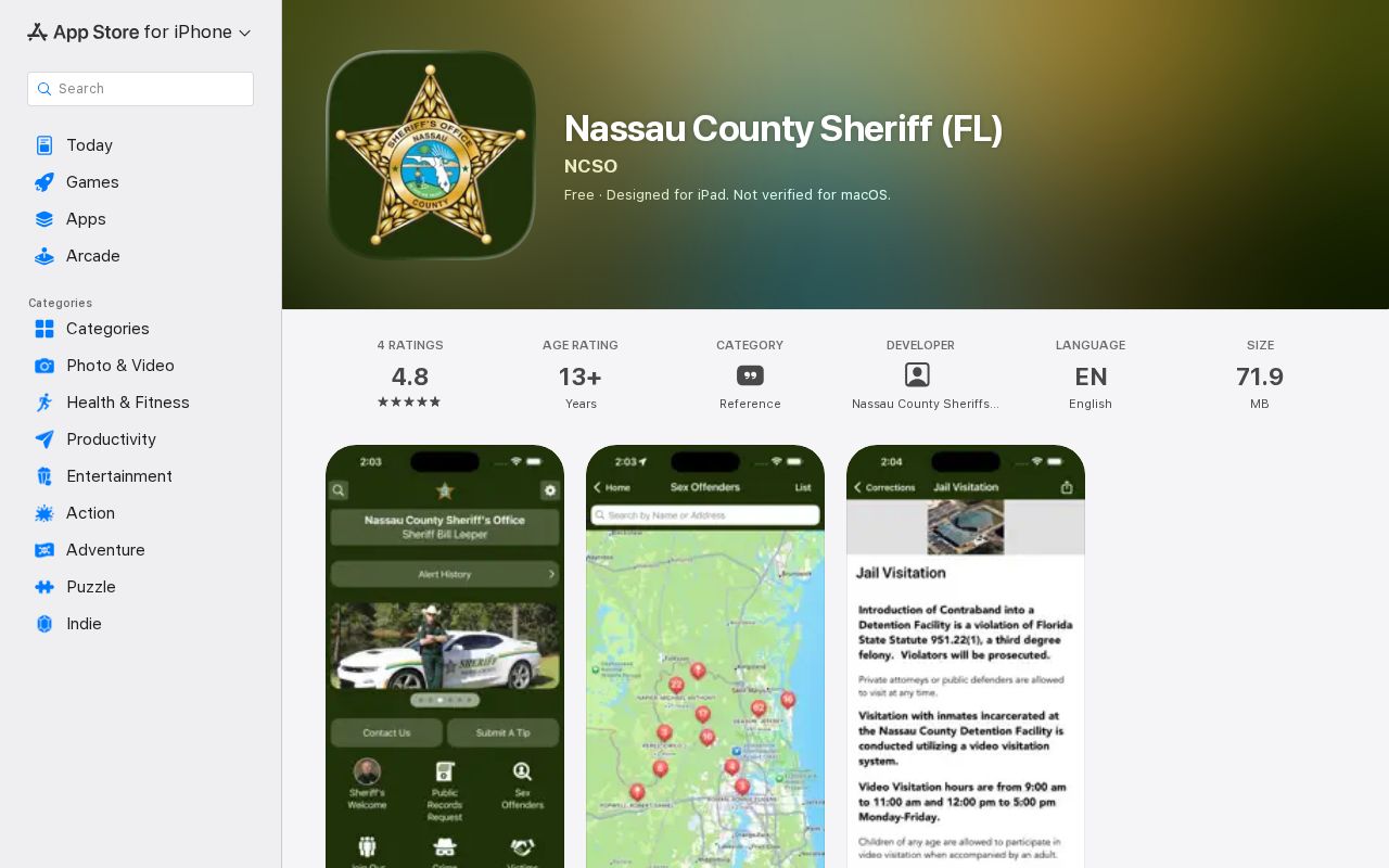 Official Nassau County Sheriff Florida mobile app listing